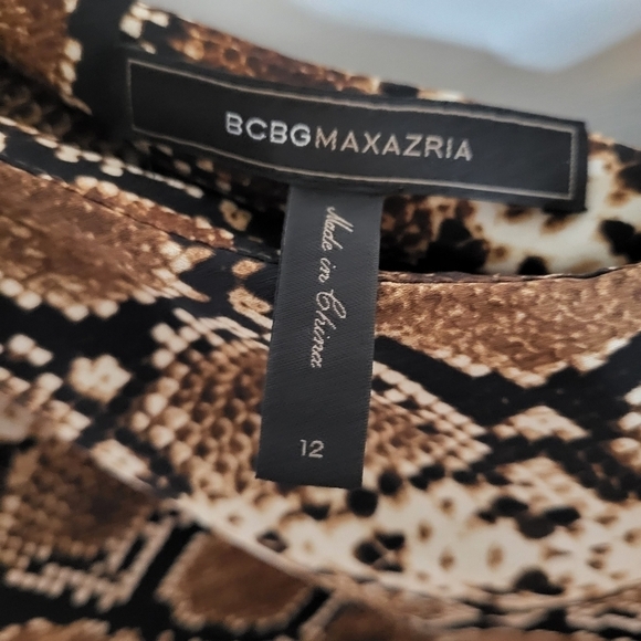BCBGMAXAZRIA One Shoulder Animal Print Dress Size L - Picture 9 of 12